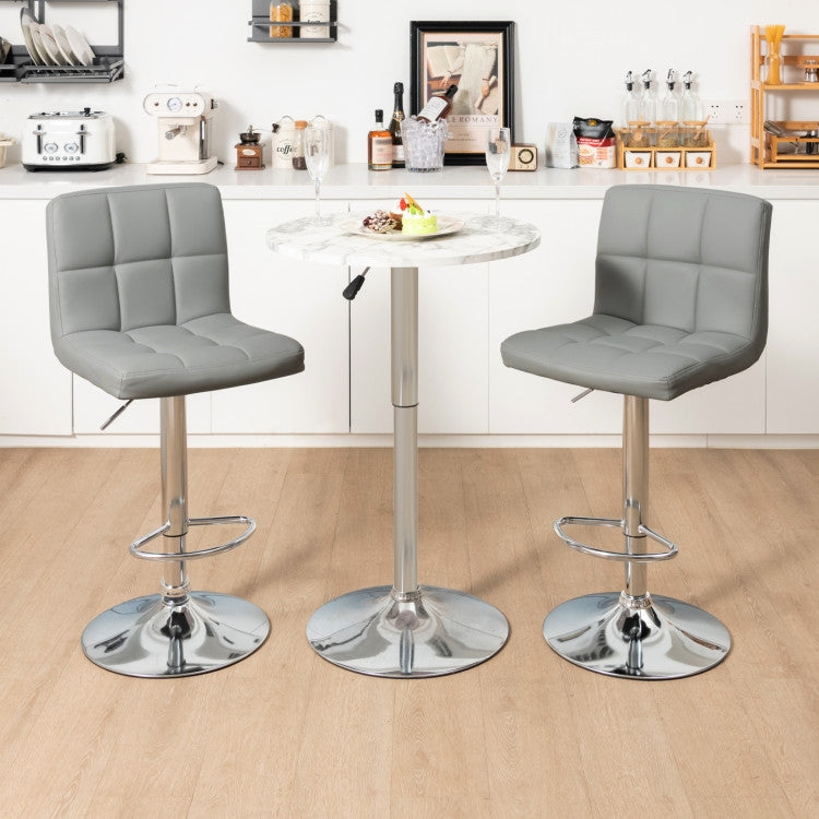 Set of 2 Modern Adjustable Height Barstools w/ Comfortable Grey PU Leather Seat - Tampa Home & Garden Store