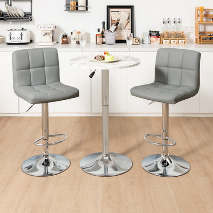 Set of 2 Modern Adjustable Height Barstools w/ Comfortable Grey PU Leather Seat - Tampa Home & Garden Store
