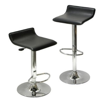 Set of 2 Modern Air-Lift Adjustable Bar Stools with Black Seat - Tampa Home & Garden Store