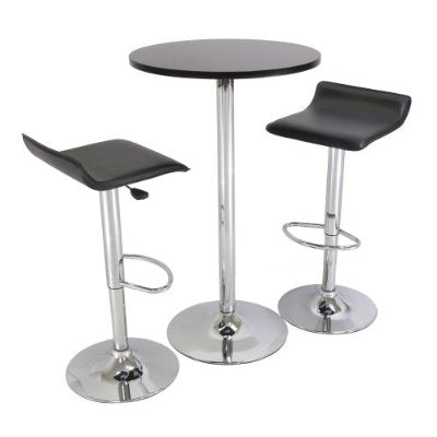 Set of 2 Modern Air-Lift Adjustable Bar Stools with Black Seat - Tampa Home & Garden Store