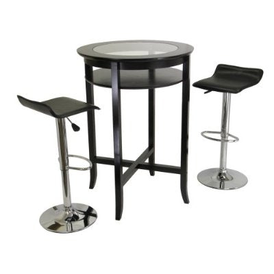 Set of 2 Modern Air-Lift Adjustable Bar Stools with Black Seat - Tampa Home & Garden Store