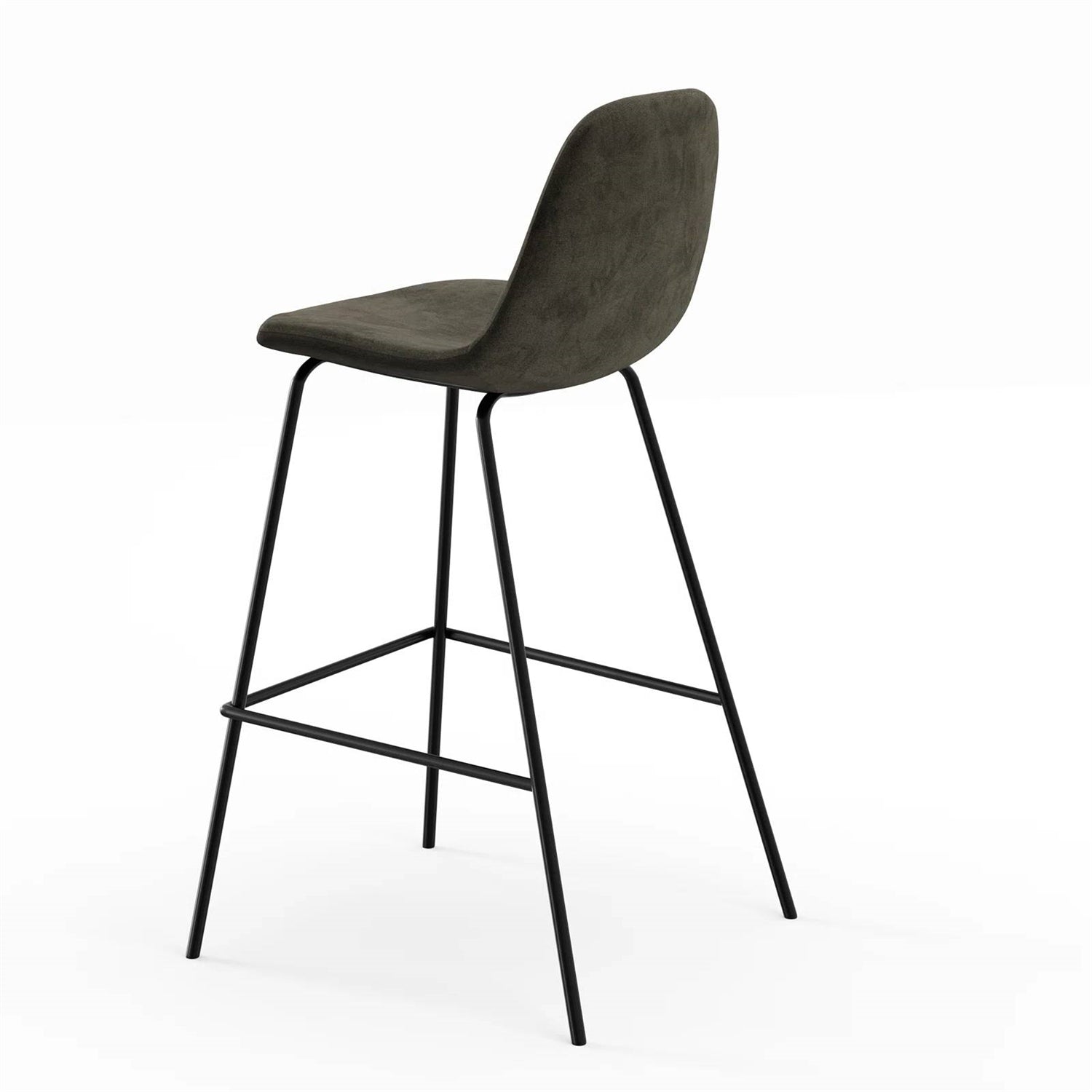 Set of 2 - Modern Counter Height Barstool with Low Back Dark Grey Fabric Seat - Tampa Home & Garden Store