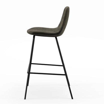 Set of 2 - Modern Counter Height Barstool with Low Back Dark Grey Fabric Seat - Tampa Home & Garden Store