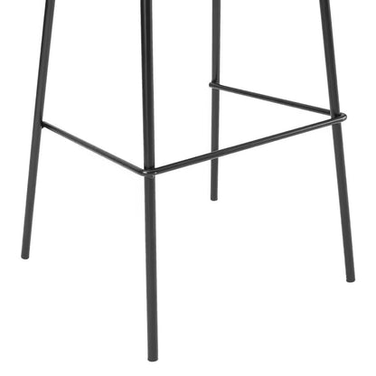 Set of 2 - Modern Low Back Barstool with Black Metal Frame and Grey Linen Seat - Tampa Home & Garden Store