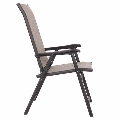Set of 2 Outdoor Folding Patio Chairs in Brown with Black Metal Frame - Tampa Home & Garden Store