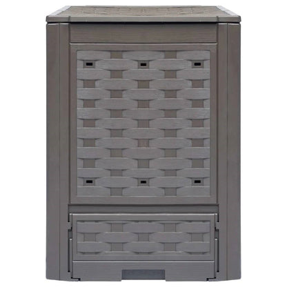 Set of 2 - Outdoor Garden 158 Gallon Compost Bin Set in Brown Plastic Rattan - Tampa Home & Garden Store
