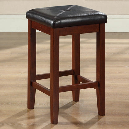 Set of 2 - Vintage Mahogany Bar Stools with Faux Leather Cushion Seat - Tampa Home & Garden Store