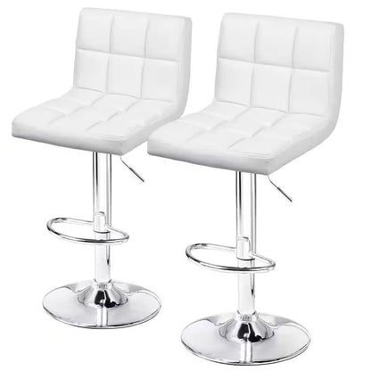 Set of 2- White Faux Leather Barstool with Low Back Swivel Seat - Tampa Home & Garden Store