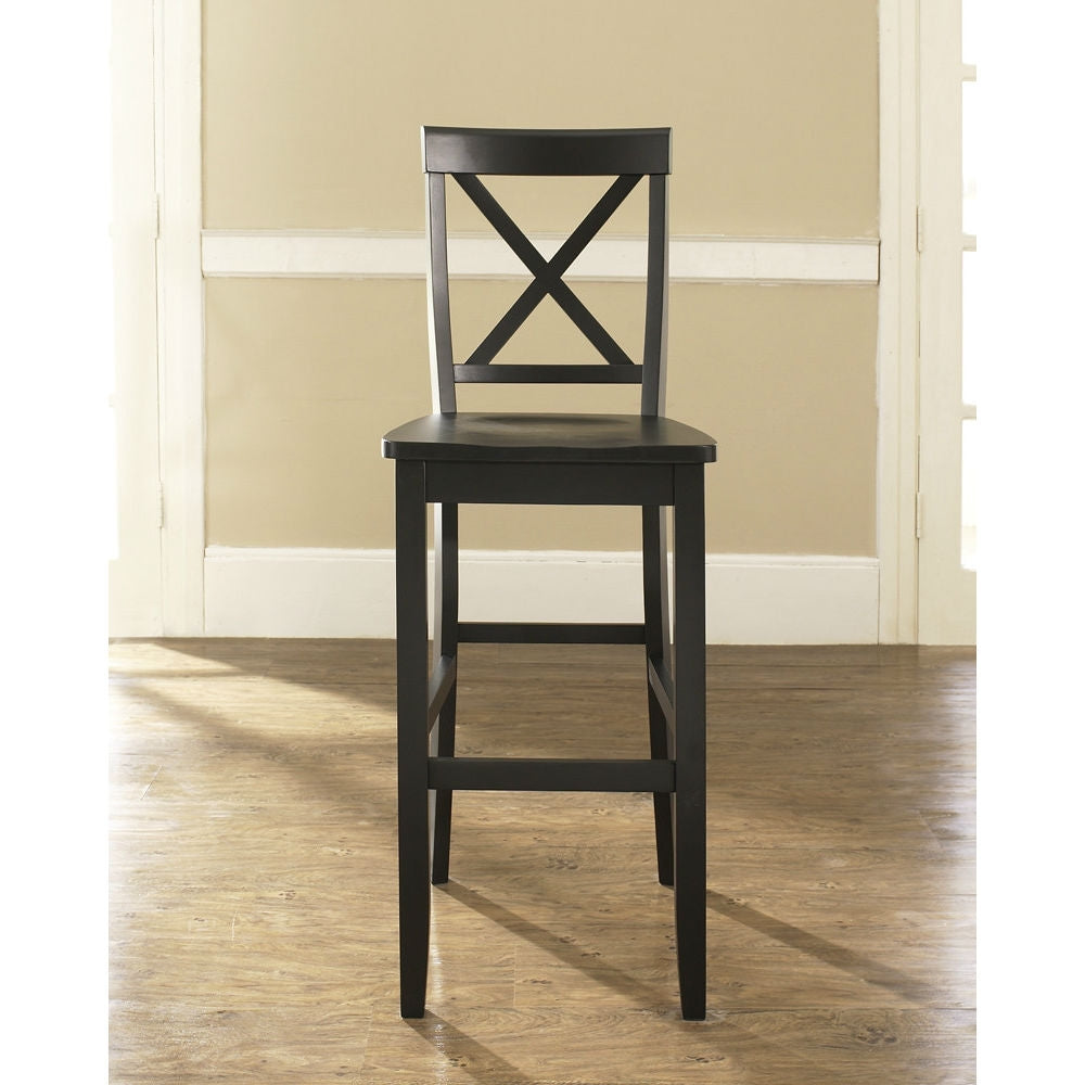 Set of 2 - X-Back Solid Wood 30-inch Barstools in Black Finish - Tampa Home & Garden Store
