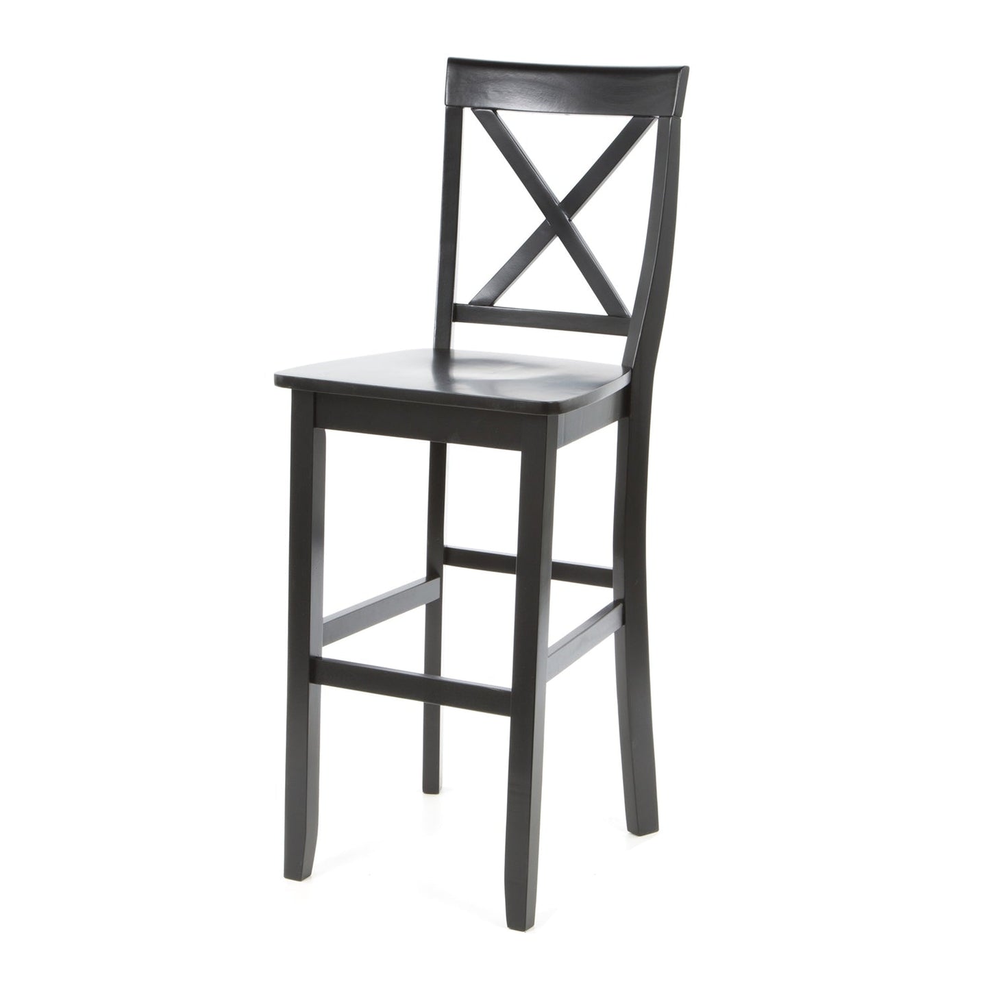 Set of 2 - X-Back Solid Wood 30-inch Barstools in Black Finish - Tampa Home & Garden Store