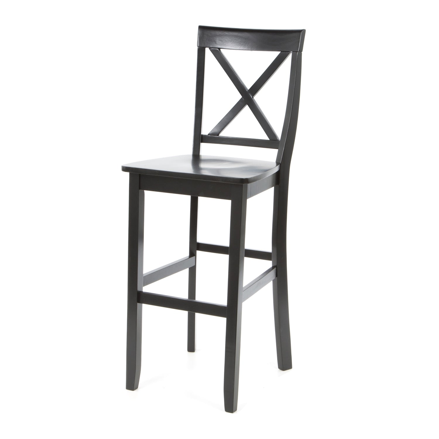 Set of 2 - X-Back Solid Wood 30-inch Barstools in Black Finish - Tampa Home & Garden Store