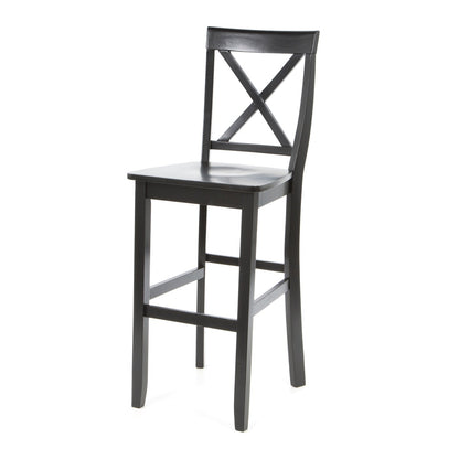 Set of 2 - X-Back Solid Wood 30-inch Barstools in Black Finish - Tampa Home & Garden Store