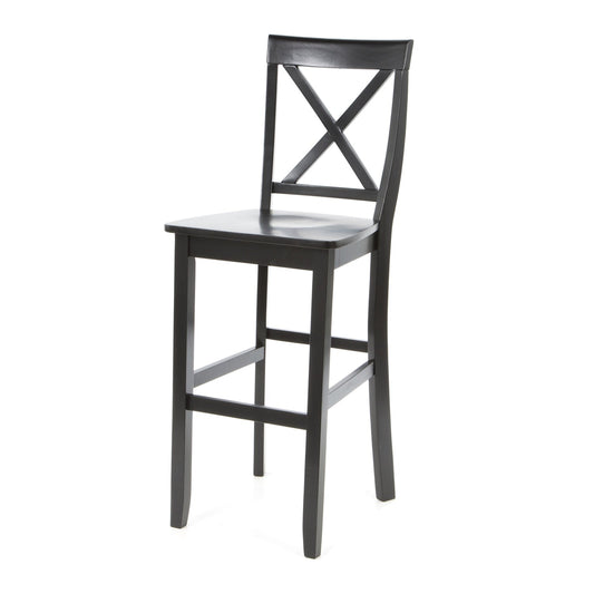 Set of 2 - X-Back Solid Wood 30-inch Barstools in Black Finish - Tampa Home & Garden Store