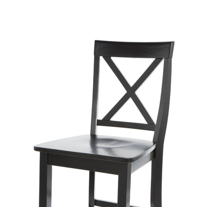 Set of 2 - X-Back Solid Wood 30-inch Barstools in Black Finish - Tampa Home & Garden Store