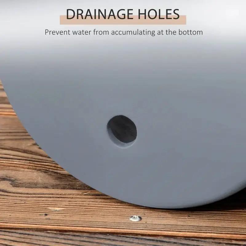 Set of 3 Stackable Round Outdoor Flower Pot Planters with Drainage Holes in Grey - Tampa Home & Garden Store