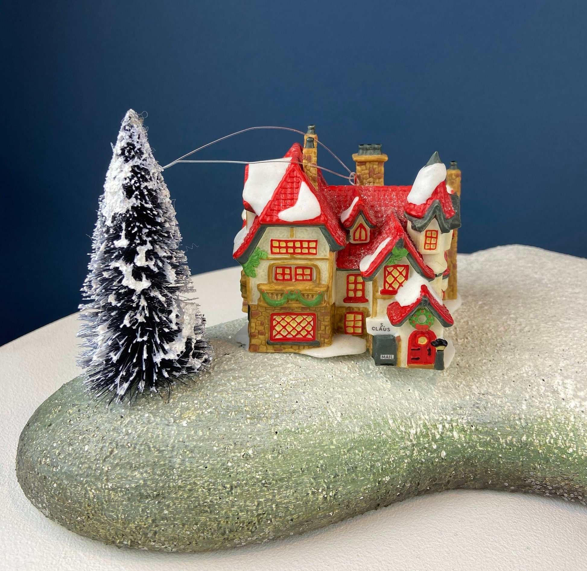 Set of 3 Tree Ornaments by Dept 56. Porcelain Hand Painted Bldgs.: Dedlock Arms, Santa's Workshop, and Dickens'Village Mill. Home or Retail. - Tampa Home & Garden Store