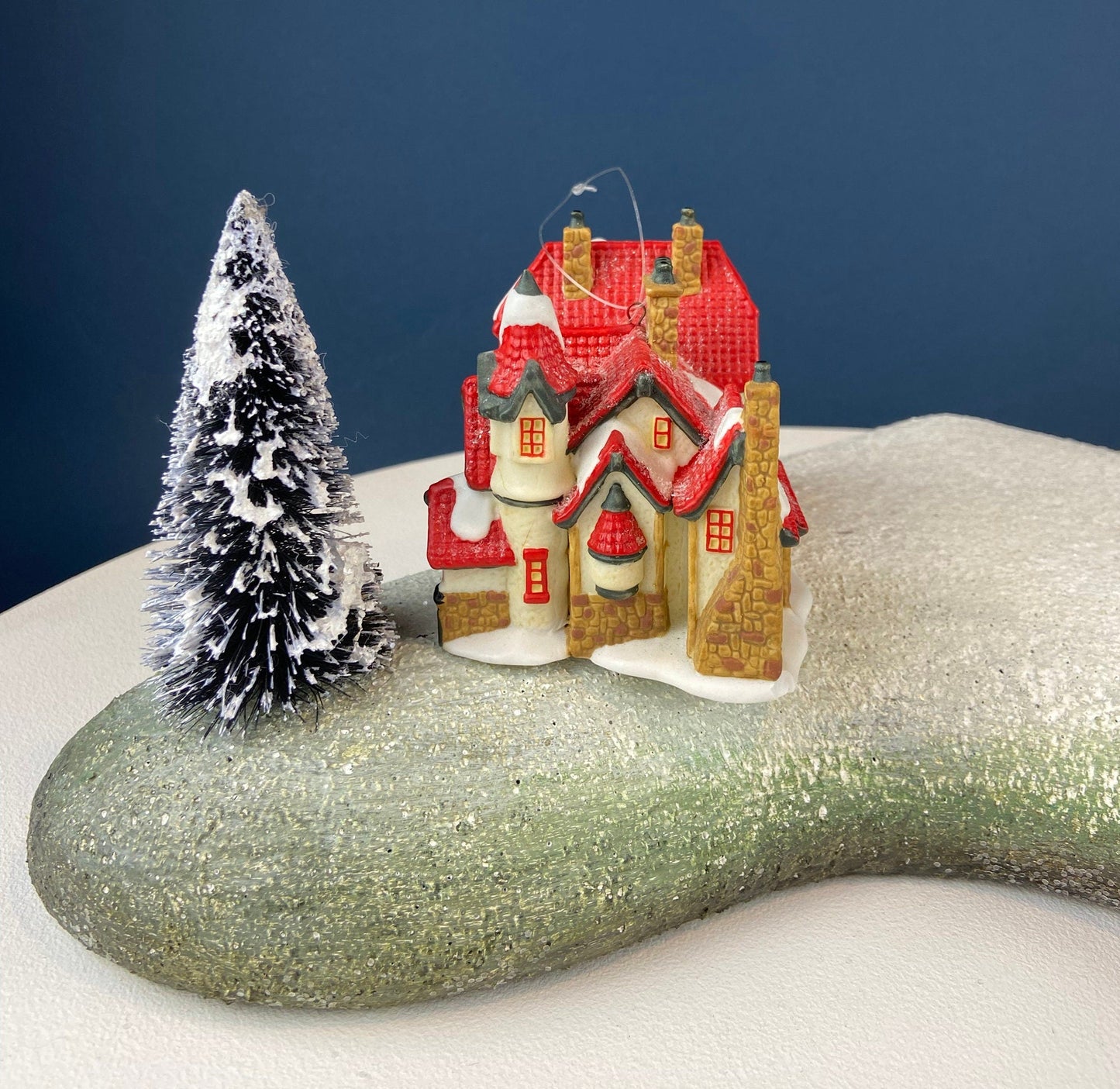 Set of 3 Tree Ornaments by Dept 56. Porcelain Hand Painted Bldgs.: Dedlock Arms, Santa's Workshop, and Dickens'Village Mill. Home or Retail. - Tampa Home & Garden Store
