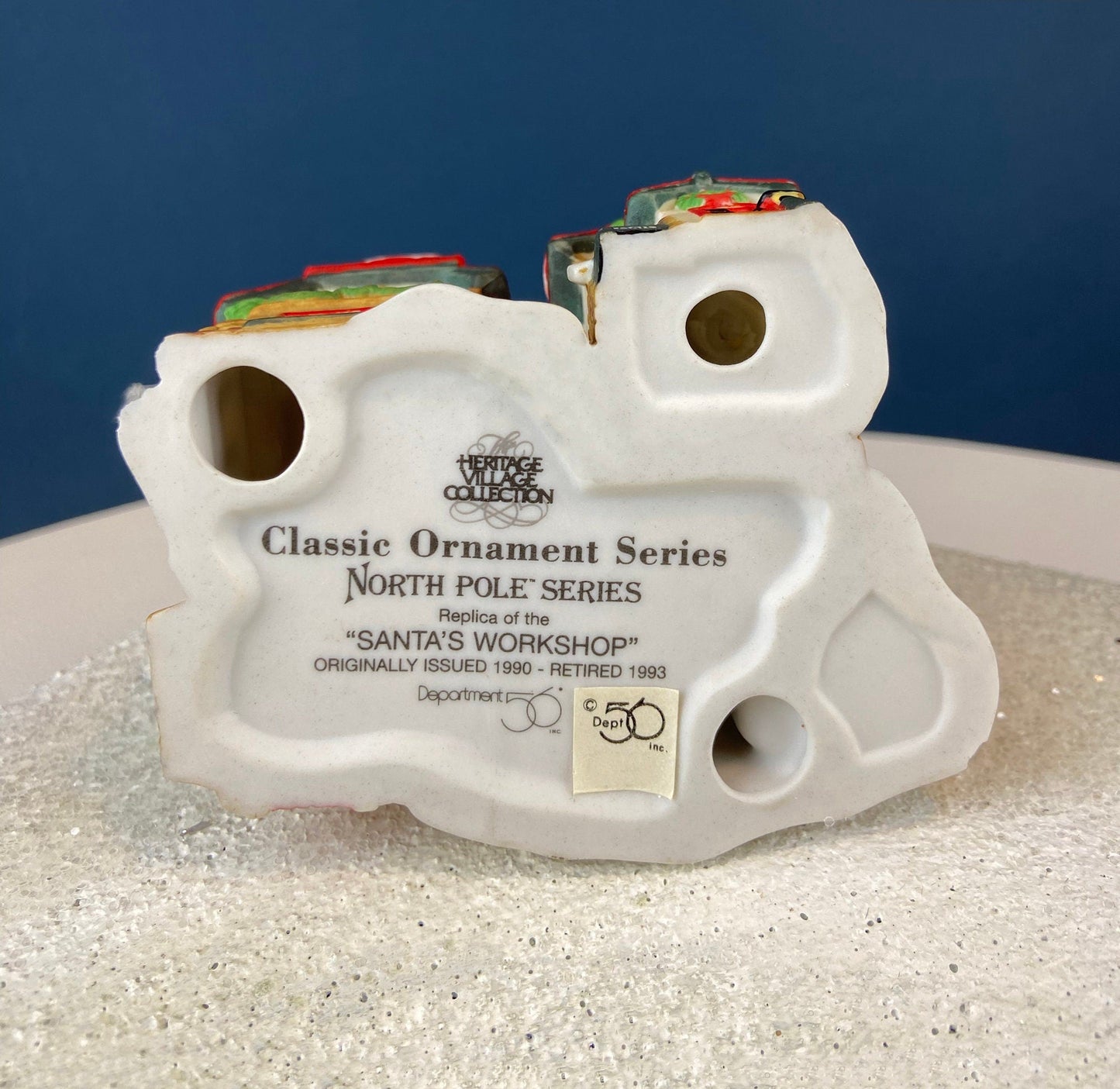 Set of 3 Tree Ornaments by Dept 56. Porcelain Hand Painted Bldgs.: Dedlock Arms, Santa's Workshop, and Dickens'Village Mill. Home or Retail. - Tampa Home & Garden Store