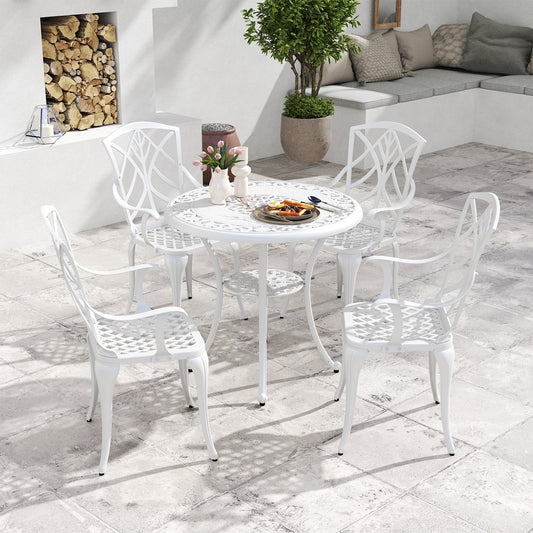 Set of 4 Cast Aluminum Patio Dining Chairs with Armrests and Decorative Patterns - Tampa Home & Garden Store