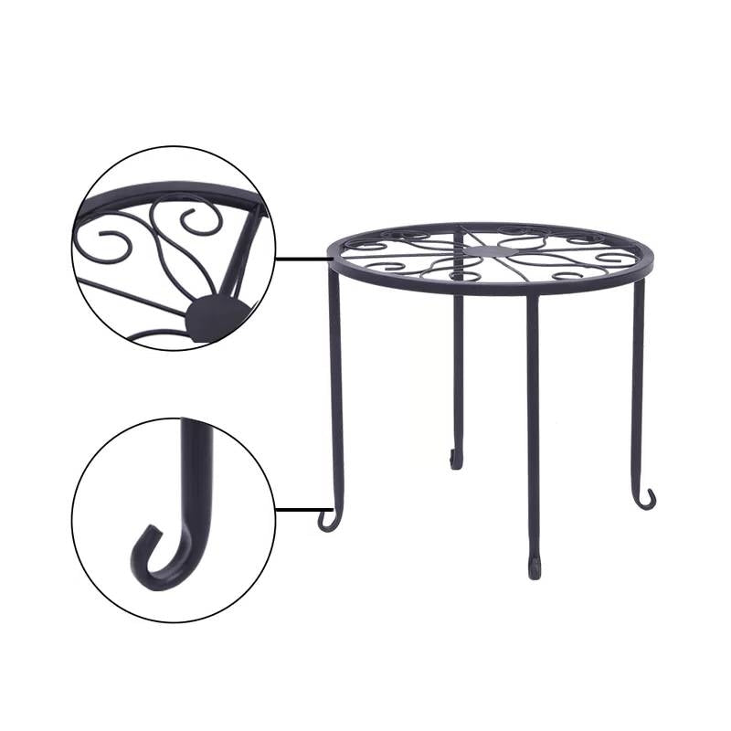 Set of 4 - Indoor Outdoor Black Metal Plant Stand - Tampa Home & Garden Store