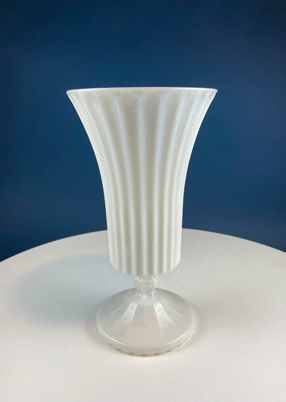 Set of Three, Fluted Milk Glass Vases.  Collection of White, Modern Style Vases of Varying Shapes and Sizes. Wedding Decor. White Home Decor - Tampa Home & Garden Store