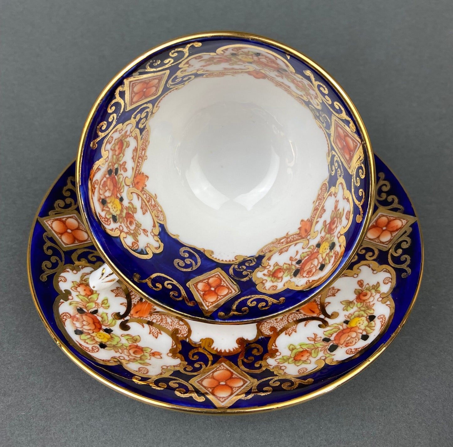 Set of Two Tea Cups and Saucers. Hand Painted Royal Albert Crown China and Salon China Richmond. Made in England. - Tampa Home & Garden Store