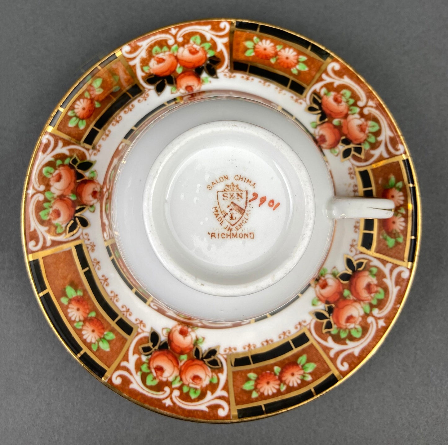 Set of Two Tea Cups and Saucers. Hand Painted Royal Albert Crown China and Salon China Richmond. Made in England. - Tampa Home & Garden Store