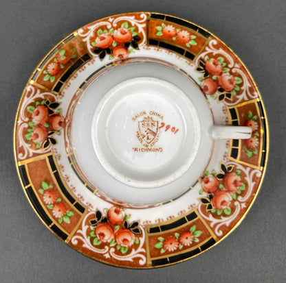 Set of Two Tea Cups and Saucers. Hand Painted Royal Albert Crown China and Salon China Richmond. Made in England. - Tampa Home & Garden Store