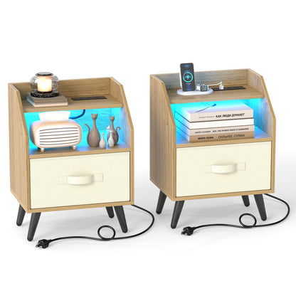 LED nightstand set of 2 with charging station and drawer, DirectDeals on Tampa Home & Garden Store