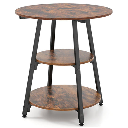 Industrial Side Table with dark wood top and 3-tier shelves on black metal frame on Tampa Home & Garden Store