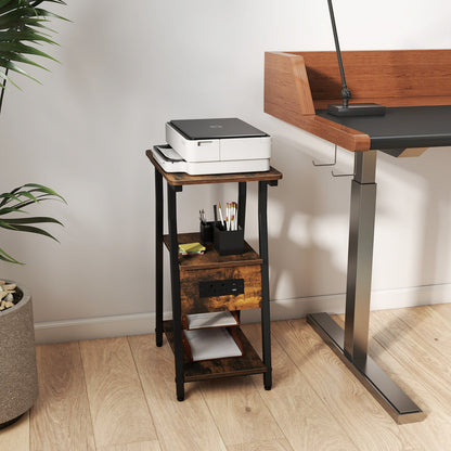 Industrial Side Table with Charging Station by DirectDeals 3-tier wood shelves black metal frame on Tampa Home & Garden Store