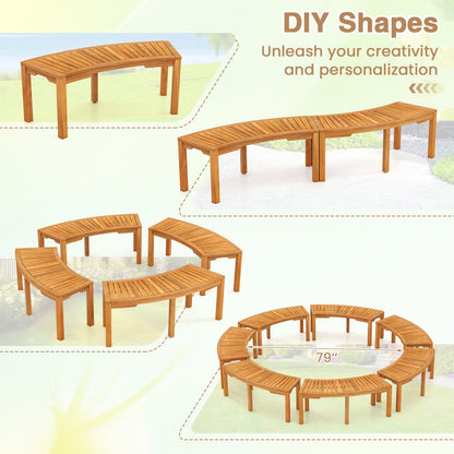 Curved Acacia Wood Garden Bench for 2, natural wood finish, DirectDeals outdoor bench on Tampa Home & Garden Store