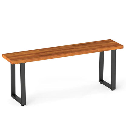 Acacia Wood Patio Bench with Metal Legs Outdoor