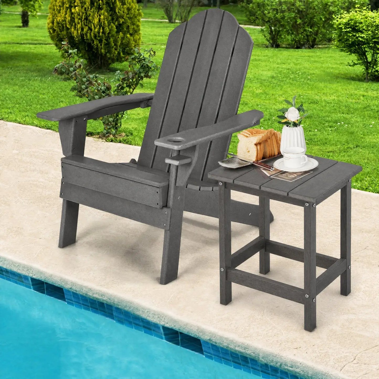 Square Adirondack Side Table Weatherproof HDPE