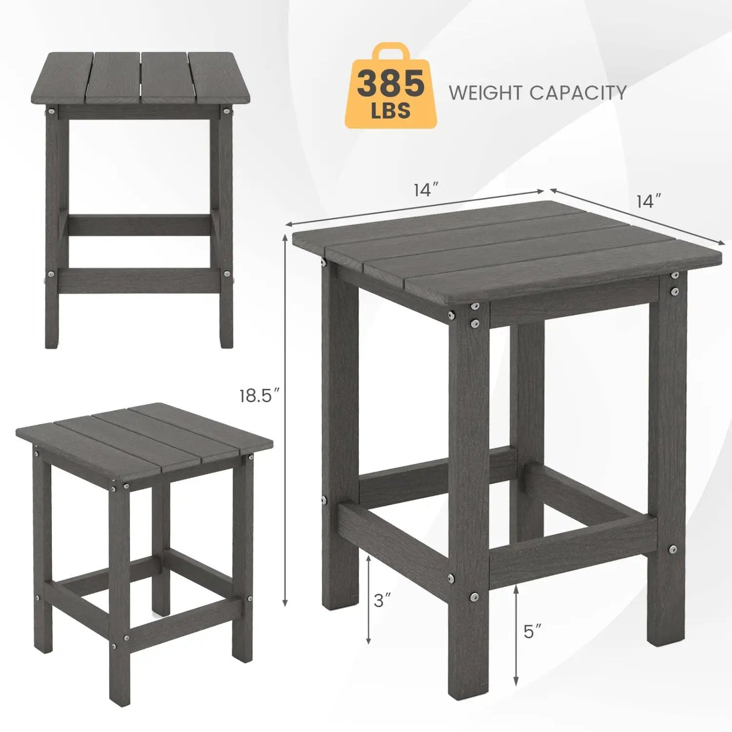Square Adirondack Side Table Weatherproof HDPE