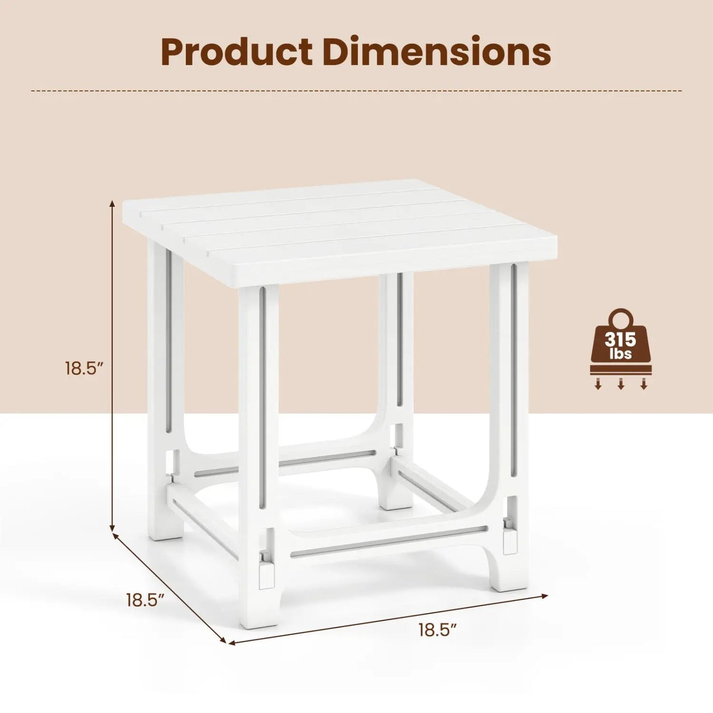 Adirondack Side Table 18 Outdoor HDPE Slatted