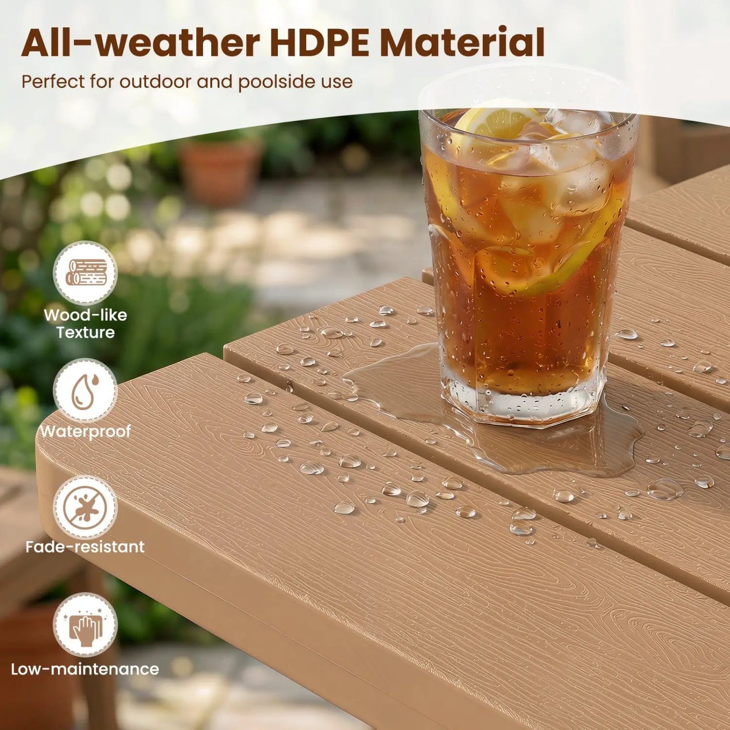 Adirondack Side Table 18 Outdoor HDPE Slatted