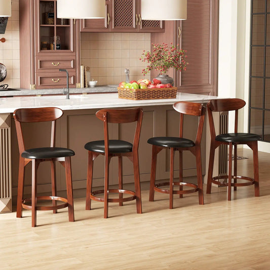 24-Inch Upholstered Counter Height Dining Chairs with wood frames and black cushions on Tampa Home & Garden Store