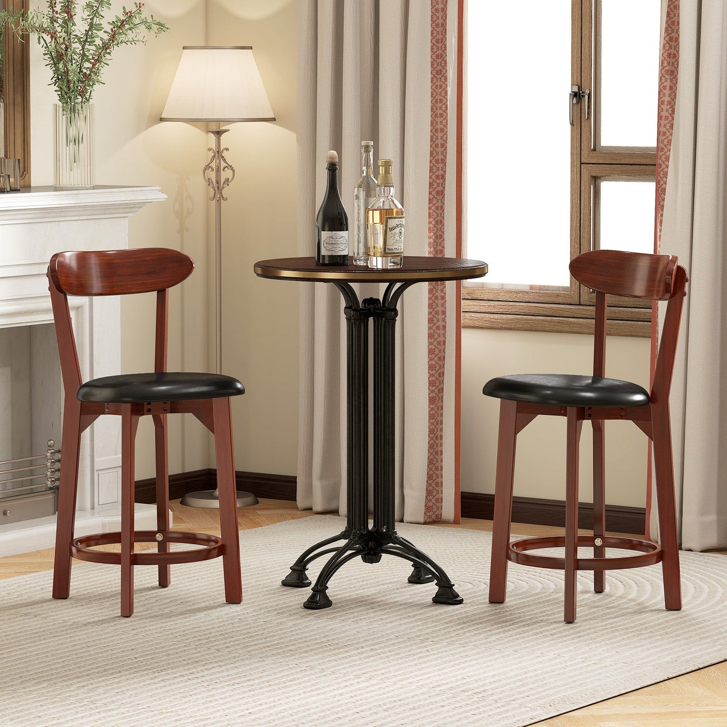 Set of 2 24 Inch Modern Armless Upholstered Cushioned Seat Island Dining Chairs for Kitchen