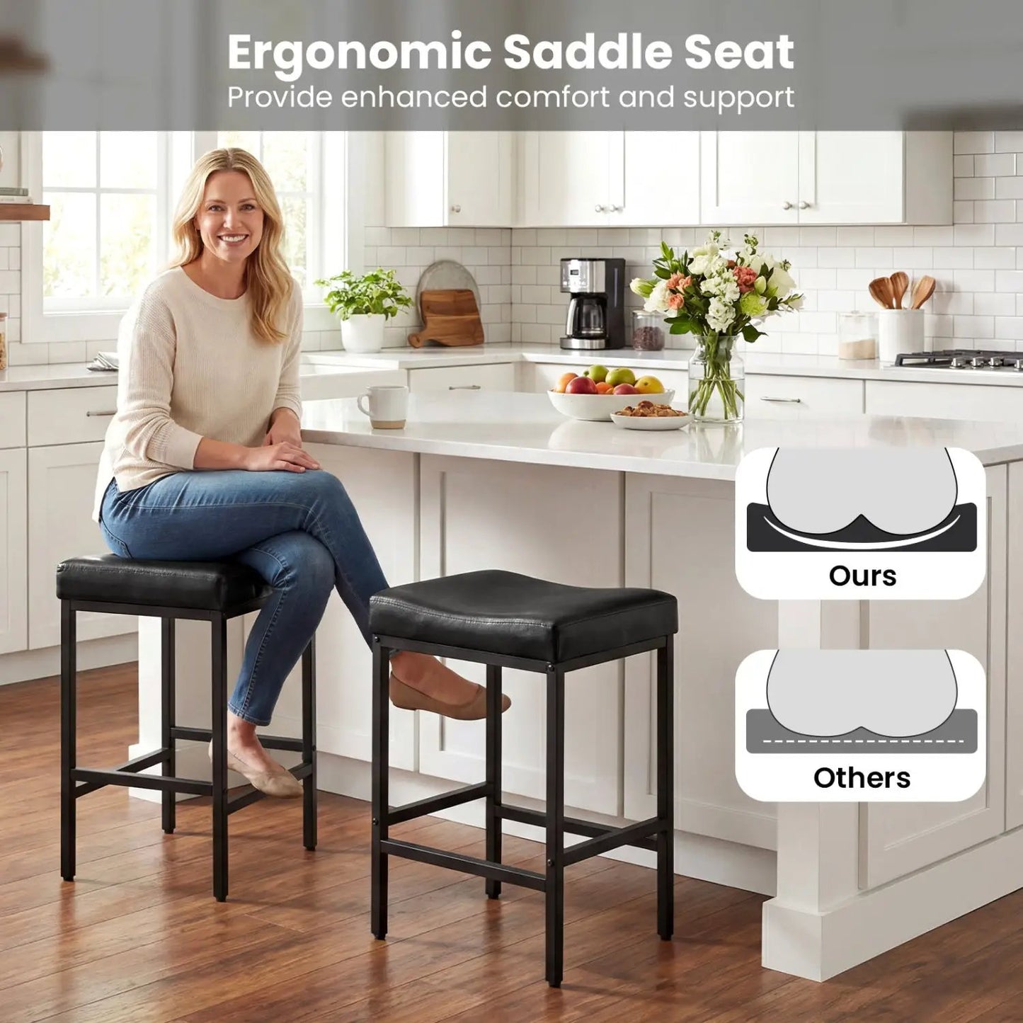 Set of 2 25 Inch Counter Height Bar Chairs