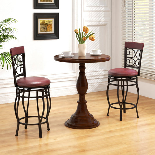 Set of 2 26 Inch Bar Stool with Backrest and Footrest - Tampa Home & Garden Store