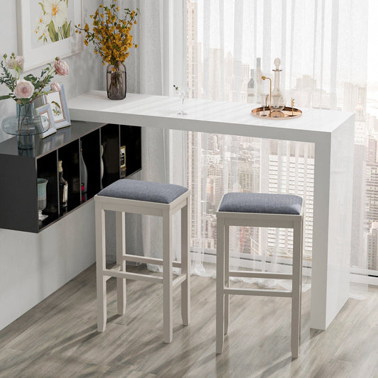 2 Pieces 31 Inch Upholstered Bar Stool Set with Solid Rubber Wood Frame and Footres - Tampa Home & Garden Store