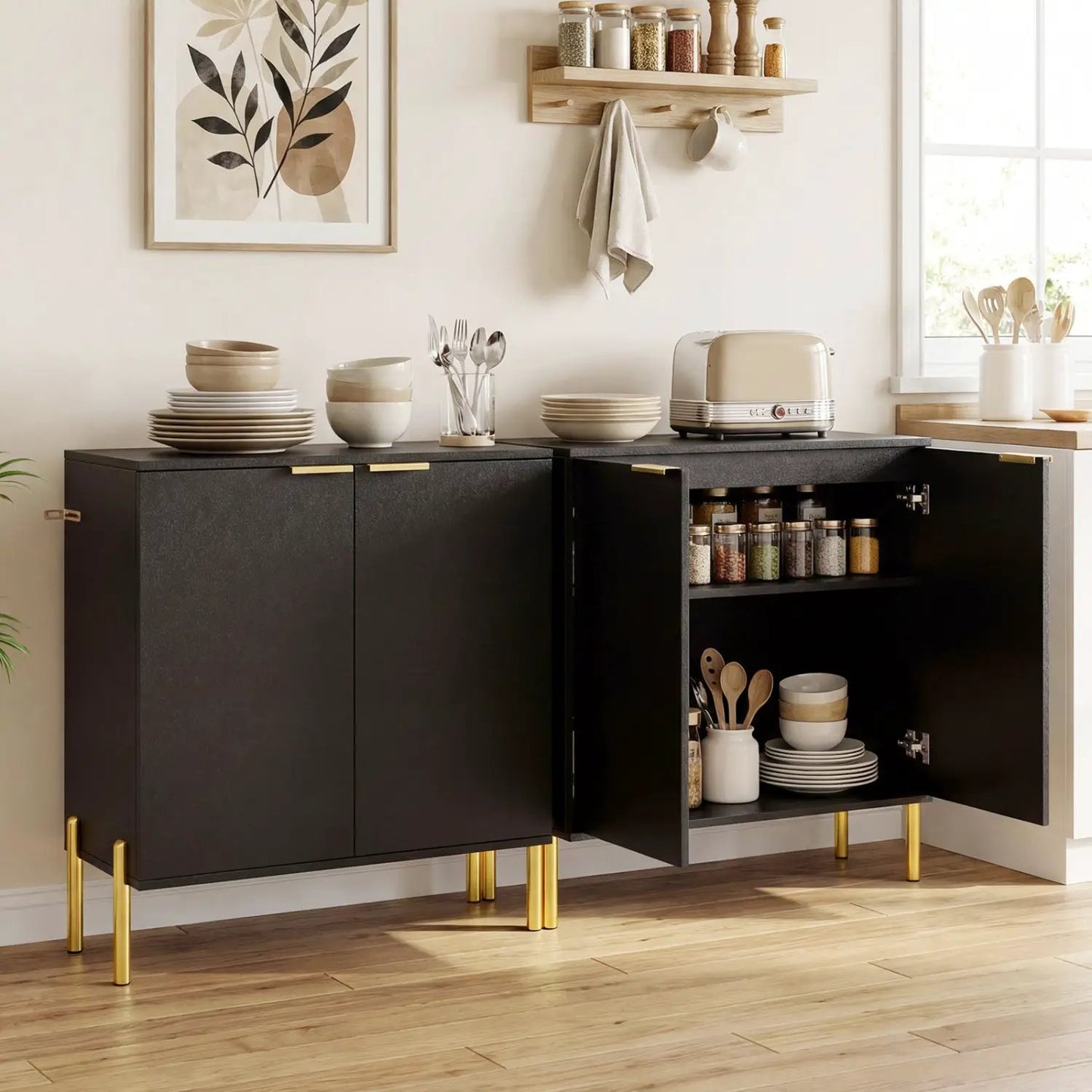 Two Buffet Cabinet Sideboards With Metal Legs