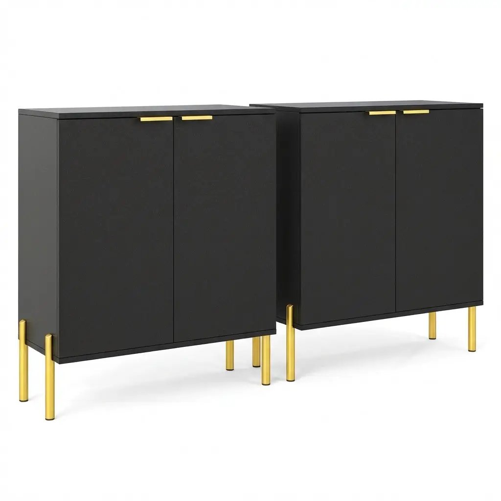 Two Buffet Cabinet Sideboards With Metal Legs