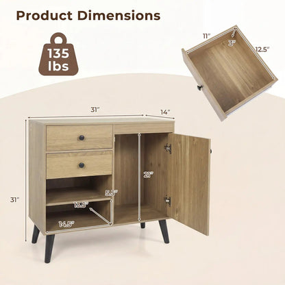 Two 31 Inch Buffet Cabinets with Drawers