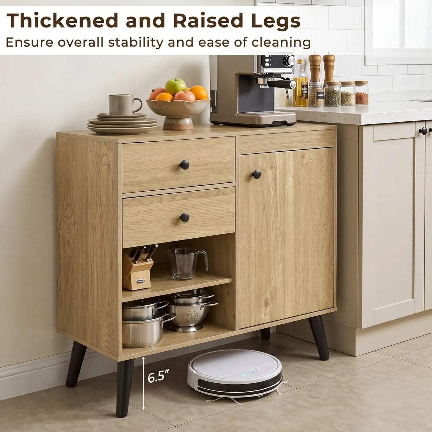 Two 31 Inch Buffet Cabinets with Drawers