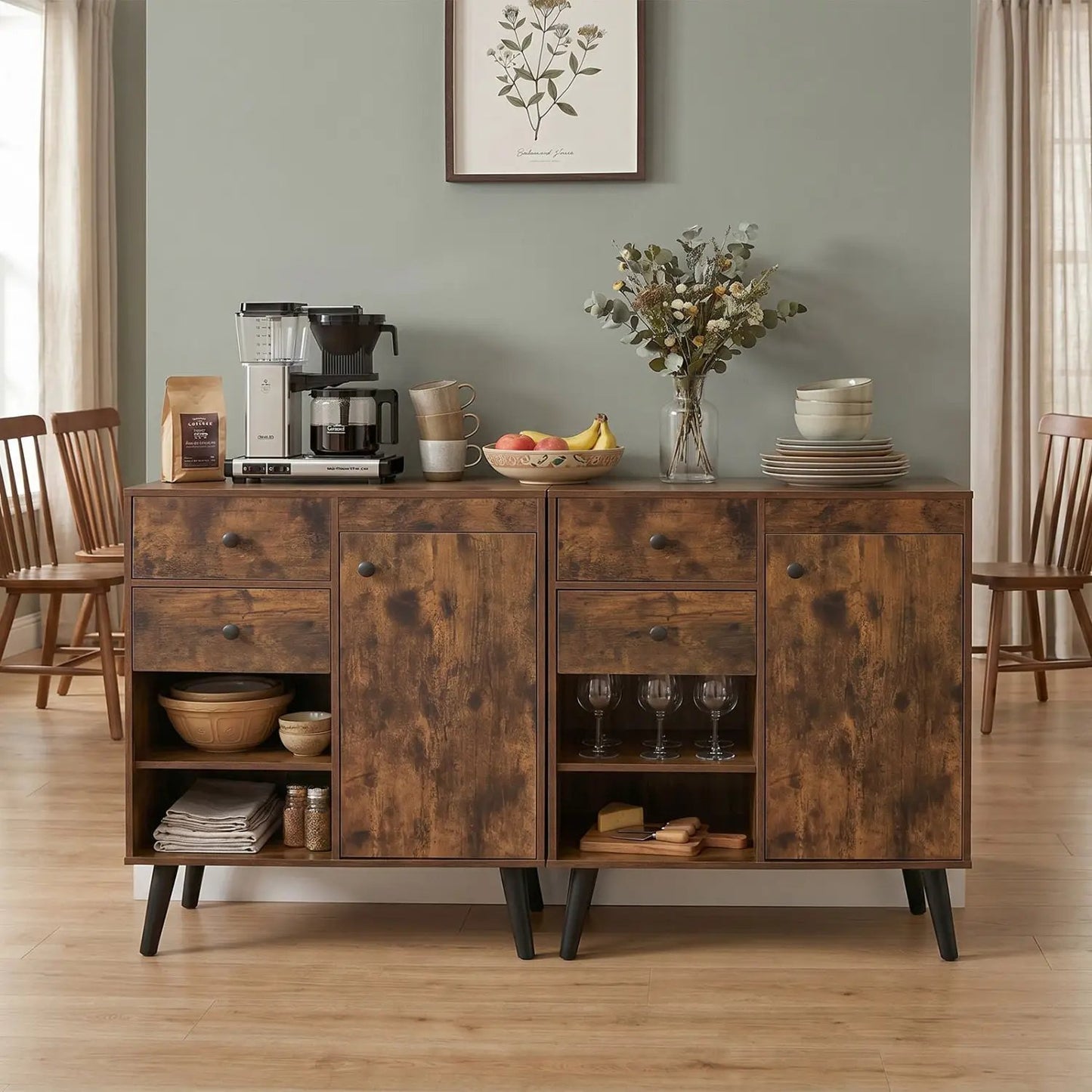 Two 31 Inch Buffet Cabinets with Drawers