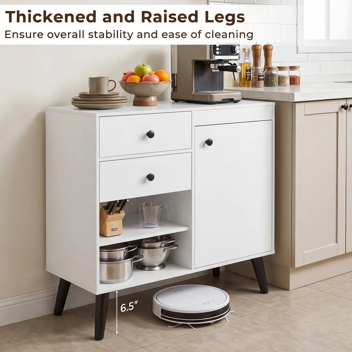 Two 31 Inch Buffet Cabinets with Drawers