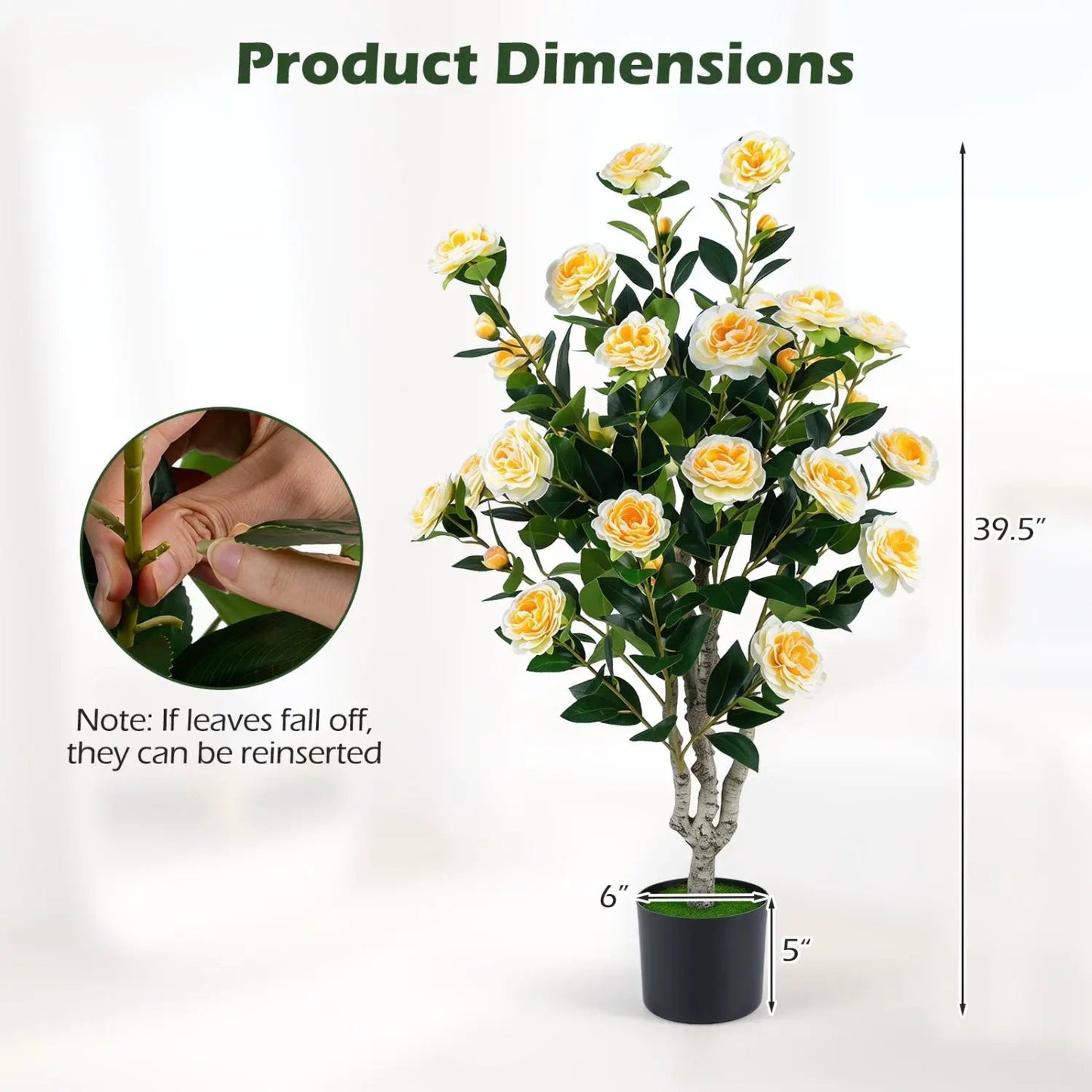 Artificial Camellia Tree with Cement Pot Set of 2