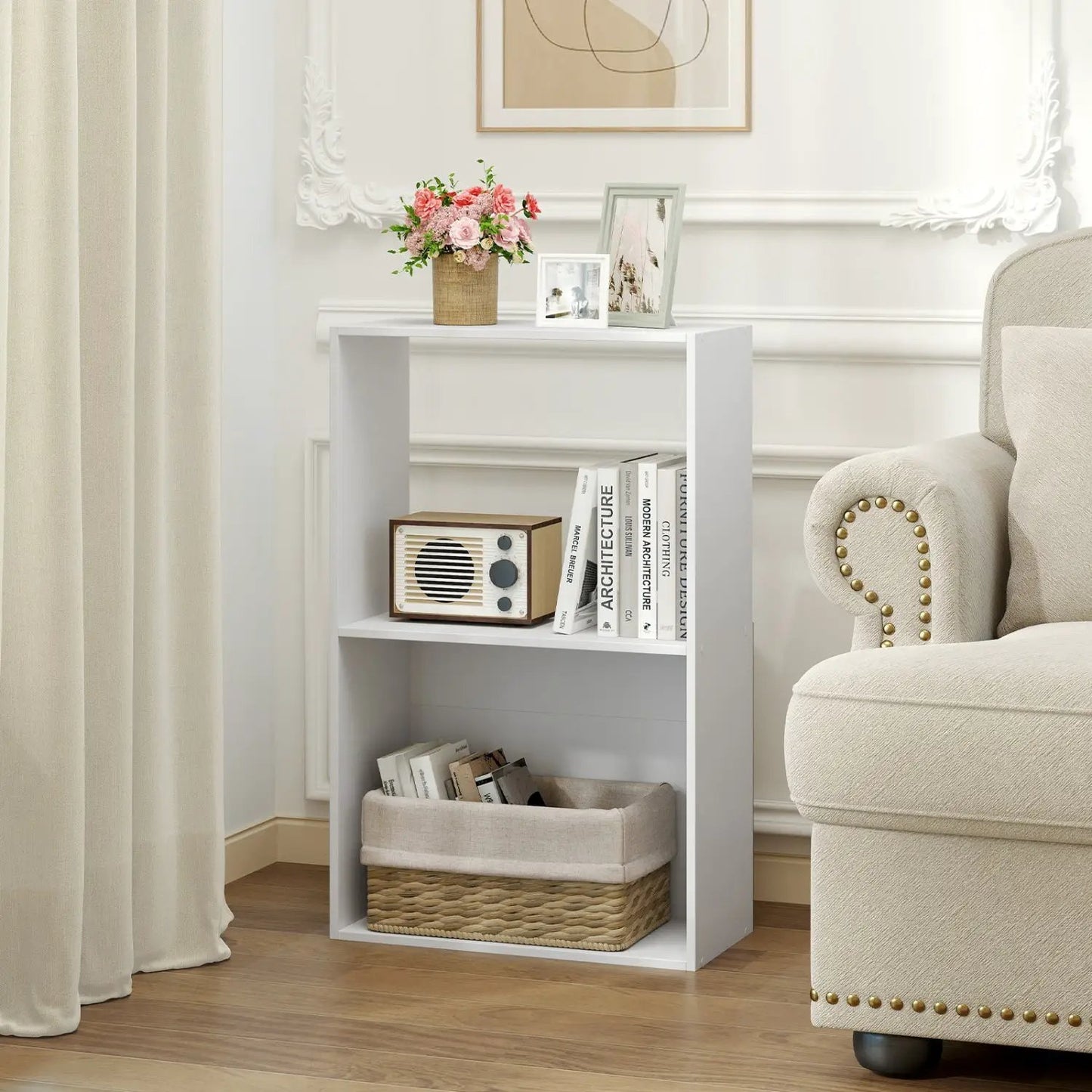 3-Tier Bookshelf With Open Storage Set of 2